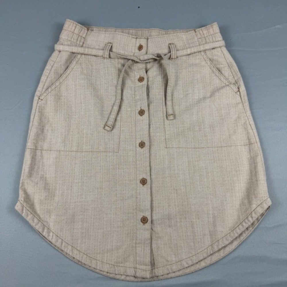 Columbia Sportswear Women's Beige Linen Blend Button Front Skirt Size XS